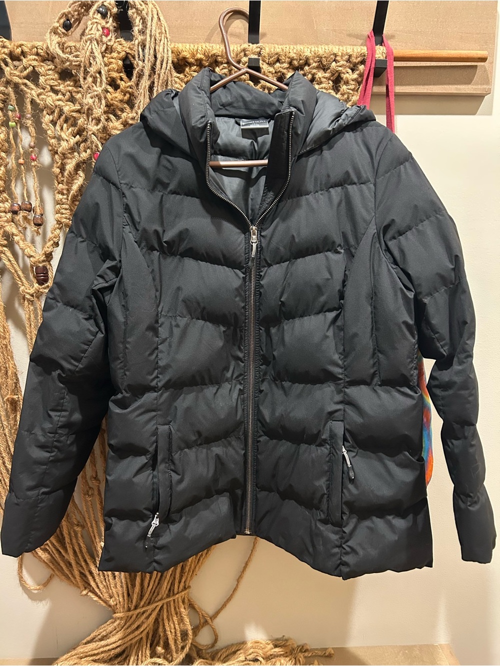 32 Degrees Black Quilted Puffer Jacket with Hooded Zip